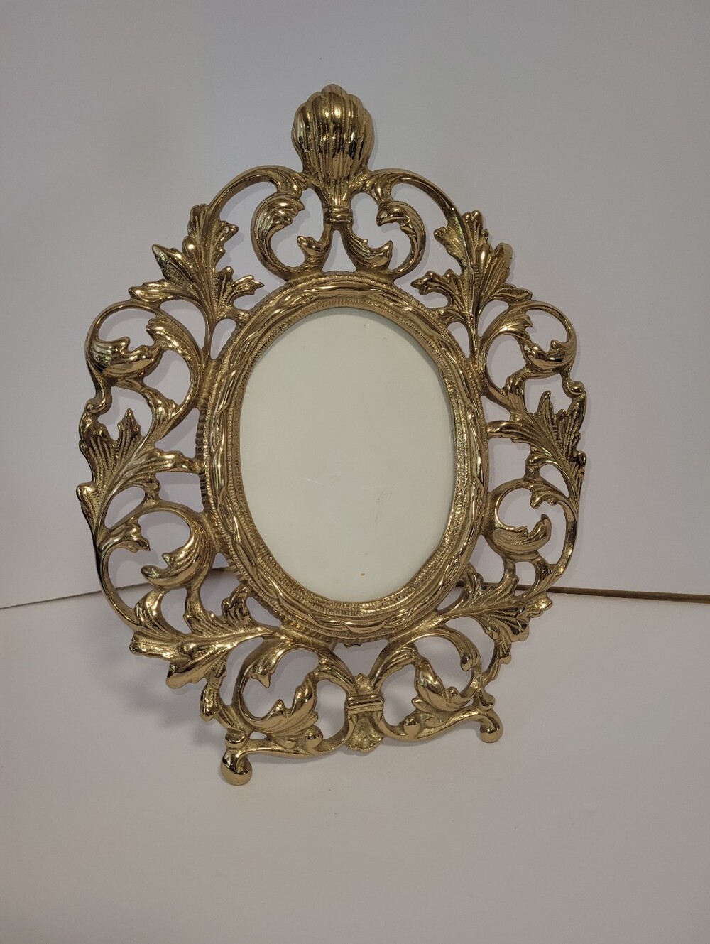 Vintage Brass Oval Frame With Stand